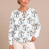 Nicole - White Snowman Print Top