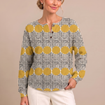 Theresa - Mustard Circle and Grid Top