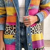 Audrey | Retro Leopard-Print Denim Jacket