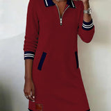 Chic Long Sleeve Cotton Dress