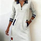Chic Long Sleeve Cotton Dress