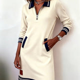 Chic Long Sleeve Cotton Dress