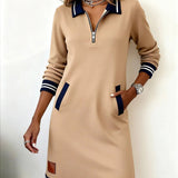Chic Long Sleeve Cotton Dress