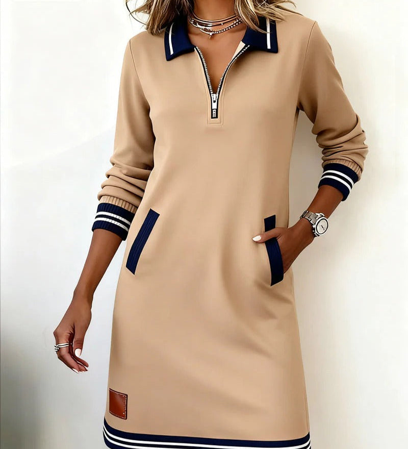 Chic Long Sleeve Cotton Dress