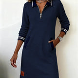 Chic Long Sleeve Cotton Dress