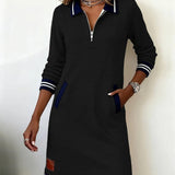 Chic Long Sleeve Cotton Dress