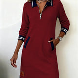 Chic Long Sleeve Cotton Dress
