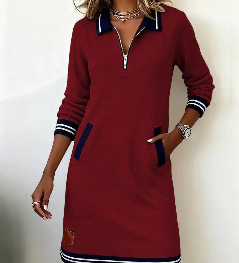 Chic Long Sleeve Cotton Dress