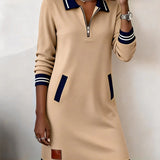 Chic Long Sleeve Cotton Dress