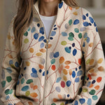 Fiona - Botanical Print Zip-Up Cardigan