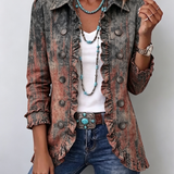 Benita | Textured Gradient Jacket with Ruffles