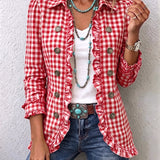 Purification | Gingham Check Jacket with Ruffles