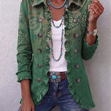 Jacinta | Green Cashmere Jacket with Ruffles