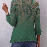 Jacinta | Green Cashmere Jacket with Ruffles