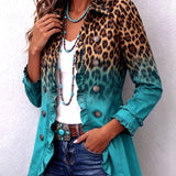 Mercedes | Leopard Print Blazer Jacket with Ruffles