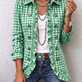Purification | Gingham Check Jacket with Ruffles