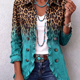 Mercedes | Leopard Print Blazer Jacket with Ruffles