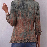Benita | Textured Gradient Jacket with Ruffles