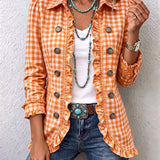 Purification | Gingham Check Jacket with Ruffles