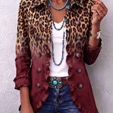 Mercedes | Leopard Print Blazer Jacket with Ruffles