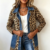 Lorena | Leopard Print Long Jacket with Denim