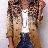 Reyes | Ochre Leopard Blazer Jacket with Ruffles