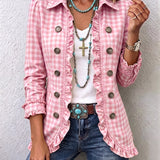 Purification | Gingham Check Jacket with Ruffles