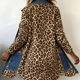 Lorena | Leopard Print Long Jacket with Denim