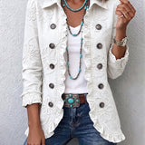 Marisol | Ivory Embroidered Jacket with Ruffles
