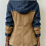 Adriana | Hooded Jacket in Navy and Camel
