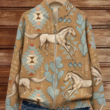 Kaitlyn - Cactus & Desert Horse Zip-Up Cardigan