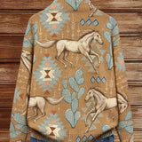 Kaitlyn - Cactus & Desert Horse Zip-Up Cardigan