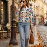 Tabitha - Floral Zip Cardigan in the Botanical Garden