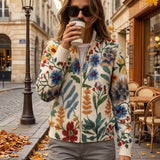 Tabitha - Floral Zip Cardigan in the Botanical Garden