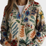 Tabitha - Floral Zip Cardigan in the Botanical Garden